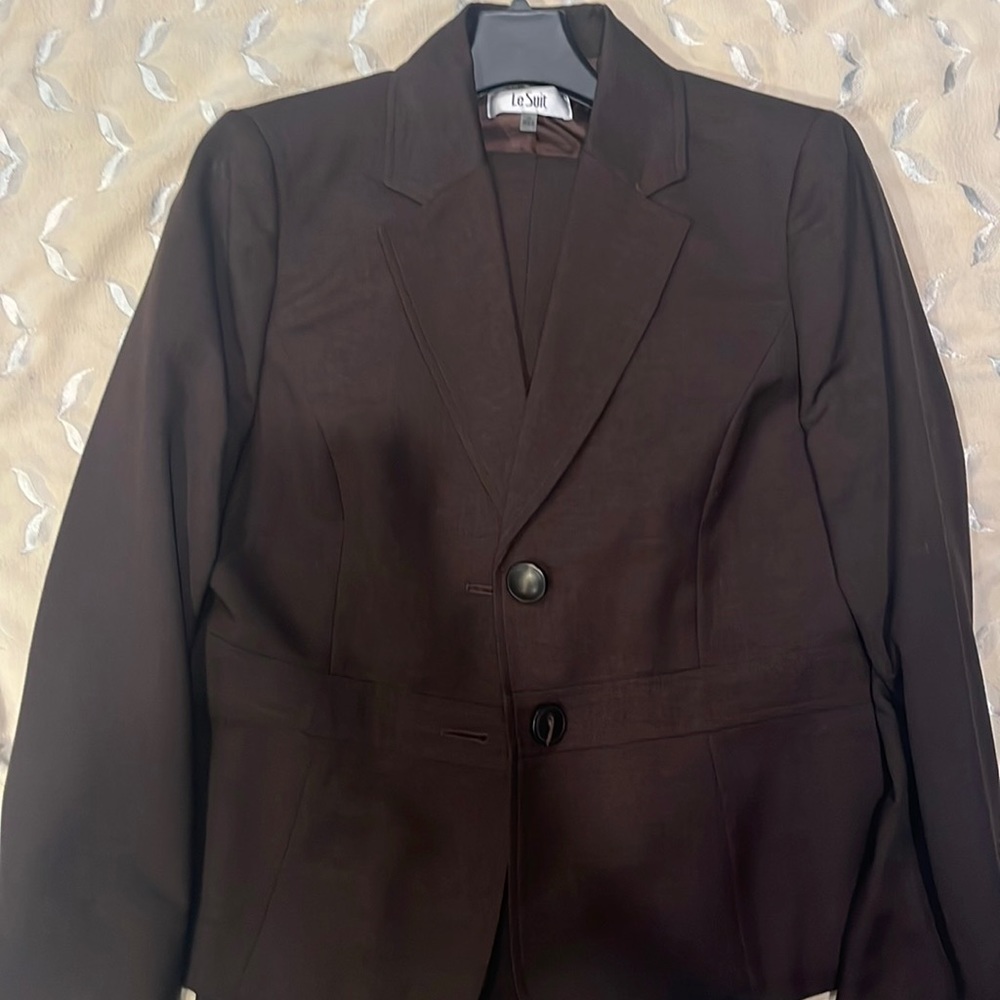 Le Suit Espresso Suit and Pant set, Size 14